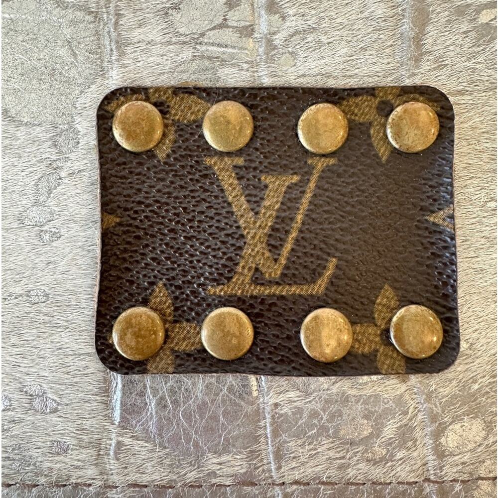 Up cycled LV Leather cow hyde silver metallic Trifold Wallet